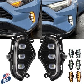 Unbranded Dual Color For Toyota RAV4 2019 2020-2024 LED Fog Lights with Turn Signal DRL