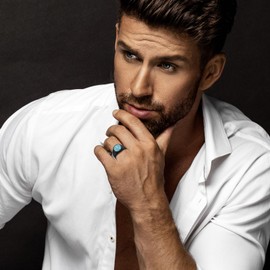 Oidea Retro Turquoise Signet Rings for Men: Stainless Steel Men's Rings Cocktail Party Biker Pinky Thumb Band Engagement Wedding Statement Ring Jewelry Gifts Black Size 8