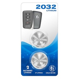 (2 PACK) Remote Key Fob Battery OEM (Bundle) CR2032 2032 fits case shell cover light for Lexus Smart Key 2013-2021 ES300 ES350 GS350 GS450H IS300 IS350 LX570 NX200 NX200T RC300 RC200 RCF RX350 RX450H