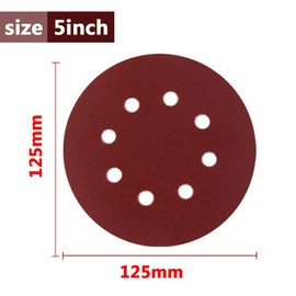 Supertool 8 Holes 125mm Velcro Sanding Discs Assorted for Orbital Sanders (Pack of 50), red