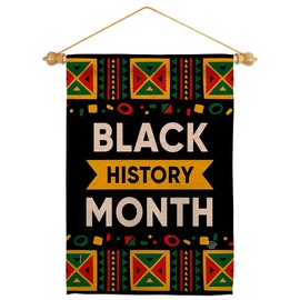 Celebrate Black History Month Garden Flag Set Wood Dowel Lives Matter BLMCelebrates African Americans Heritage Small Decorative Gift Yard House Banner Double-Sided Made In USA 13 X 18.5
