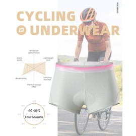ROCKBROS Women’s Cycling Underwear 4D Padded Bike Shorts Bicycle Mountain Undershorts for Women Riding Briefs White Pink