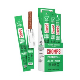Chomps Chomps Grass-Fed and Finished Jalapeño Beef Jerky Snack Sticks 24-Pack - Keto, Paleo, Whole30, 10g Lean Meat Protein, Gluten-Free, Zero Sugar Food, Non-GMO