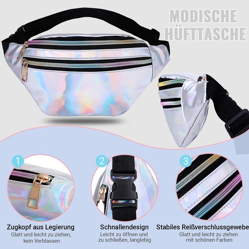 Bum Bag Fashion Waterproof Belt Bag, silver, Unit size, sportswear