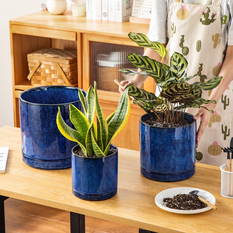 vancasso Ceramic Planters, Plant Pots for Indoor Plants, 6.25+8.25+10.25 Inch