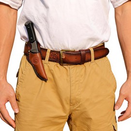 Leather Angled Draw Knife Sheath 2inch Belt Loop Fixed Blade Knives Holster