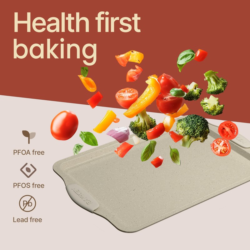 BAKKEN Cookie Sheets for Baking Nonstick Set - 3-Piece Stackable