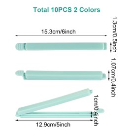Prasacco 10 Pieces Food Bag Clips, Bag Clips for Food Storage Plastic Bag Clips for Kitchen Snack Sealing Bag Clips Colorful Food Storage Clips for Snack Home Kitchen Travel Camping (Green+Blue)