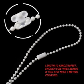 FQTANJU 10 Yards White Roller Blind Bead Chain Cord with 12 PCS of Connectors for Roman Venetian Honeycomb Vertical Shade Blind Cord for Roller Blind Replacement Parts Repair Fittings