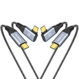 ZeroneTeck USB C to USB C Cable (6.6FT 2 Pack), 4K USB C Monitor Cable Right Angle, UHD USB Type C Video Output, 20Gbps 100W Fast Charging, for MacBook, Dell, LG, HP, KYY,ARZOPA, ForHelp