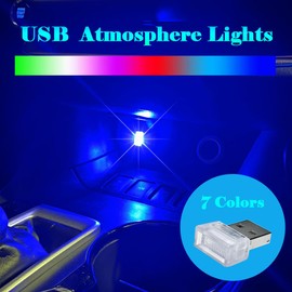 OSIRCAI 2Pcs USB LED Atmosphere Lights Mini Car Interior Accessories Ambient Lamp Universal, Mini USB LED Decoration Night Light, USB Night Light for All Car Interiors (Multicolor)