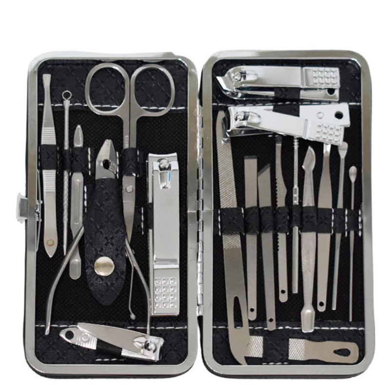Set de Manicure profecional 19 piezas acero inoxcidable portatil compacto