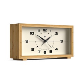 NEWGATE® Lemur Alarm Clock | Rectangular Design | Bamboo case | Ideal for Bedside, Desk or Shelf | Modern Retro Living Room, Bedroom & Office Accessory