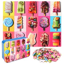 LELEMON Puzzles for Kids Ages 4-6,100 Piece Puzzles for Kids in Metal Box