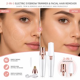 2-in-1 Electric Eyebrow Trimmer for Facial Grooming – USB Rechargeable Mini Hair Remover for Brows, Upper Lip and Face