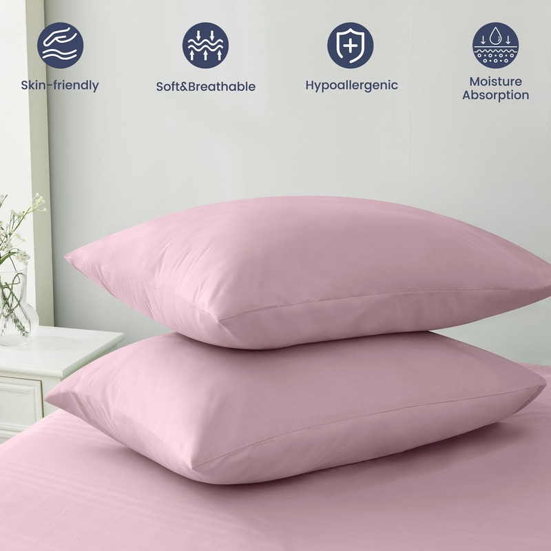 LINENOVA 100% Luxury Cotton King Pillowcases(Set of 2),Super Soft and
