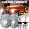 Unbranded Pair 7" Round LED Headlights Hi/Lo Fit Chevy Truck