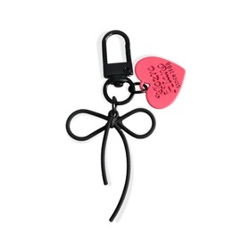 OTETTS Cute Bow Bag Charm Keychain Bows Heart Aesthetic Accessories for Purse Charms Car Keys Handbag Decor for Women Mom Her，black