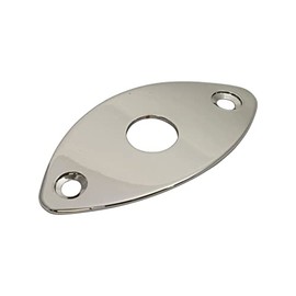 Curved Football Oval Shaped Metal Jack Plate Jackplate for guitars - Nickel - Super Strat Electric Guitar for 1/4" Output Jacks