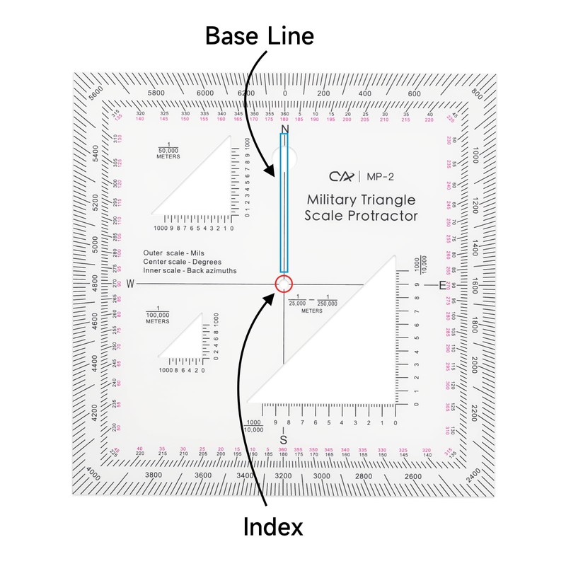 CYA Military Map Protractor Coordinate Scale Map for Land Navigation,