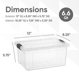 Superio Clear Storage Boxes with Lids, 6.75 Quart Plastic Container Bins for Organizing, Stackable Crates, BPA Free, Non Toxic, Odor Free, Organizers for Home, Office and Dorm, 3 Pack