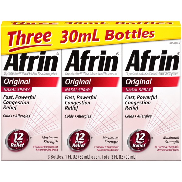 Afrin Original Nasal Spray, 3 Pack, 1 Fl Oz per Pack