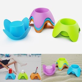 Paquete de 5 accesorios esenciales para día festivo de playa, soporte para tazas de bebidas para jardín, pastizales, suministros de playa, accesorios de viaje, accesorios para bebidas, teléfono de