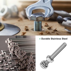 M METERXITY 4-Pack Hex Head Screw Bolt with Nuts Flat & Lock Washers M6x45mm Stainless Steel Bolts and Nuts Kit Fully Threaded Metric Bolt Assortment for Equipment/Machinery