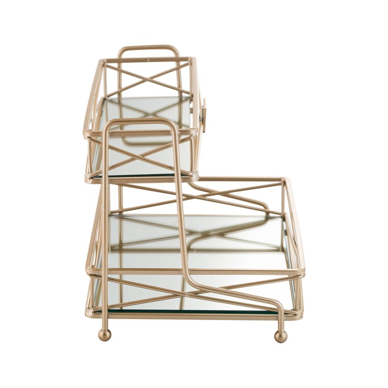 Home Details 2 Tier Mirrored, Perfect for Perfumes, Jewelry, Makeup,
