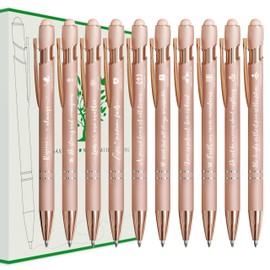 Ctsotmybs Rose Gold Pens Ballpoint Smooth Writing, Inspirational Bible Verse Pens with Stylus Tip, Christian Gifts for Women Faith,Cute Pen for Nurses, School and Office,10 Pack