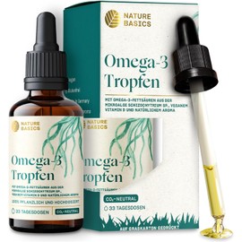 Vegan Omega 3 Algae Oil - 100 ml Drops High Dose - 695 mg DHA & 347 mg EPA - Citrus Aroma - High Quality Derived from Algae - Certified & Sustainable