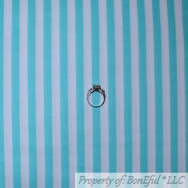 Waverly BonEful FABRIC FQ Cotton Quilt White Aqua Blue Teal Green Light Stripe Baby Room