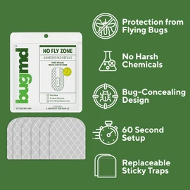 BugMD No Buzz Zone Refiller Pad (6 Refills) - Extra-Strong Adhesive Traps, Indoor Insect Trap Refill, No Harsh Chemicals, Household Friendly, Fly Trap Refill, Flea Trap Refills, Bug Trapper