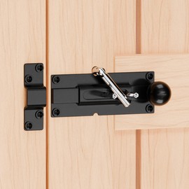 LUDACOO Two Way Slide Bar Gate Latch, Heavy Duty Hidden Sliding Door Latch with External Bolt, Outdoor Anti-Sag Gate Latch Hardware for Wooden Fence, Courtyard Door, Garden Door, Black, 1 Pack