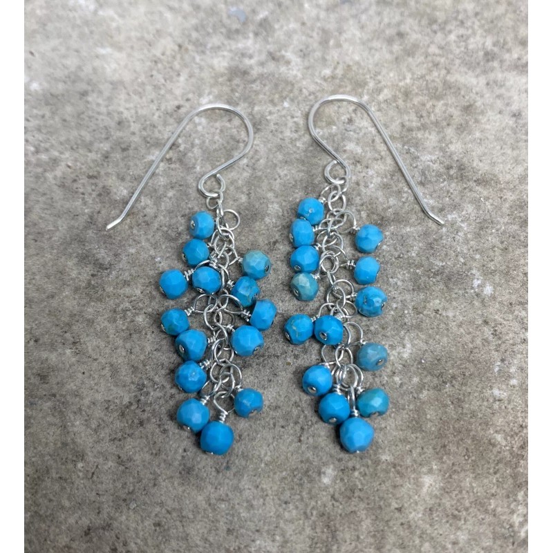 Handmade Sterling Silver Sleeping Beauty Turquoise Dangle Earrings