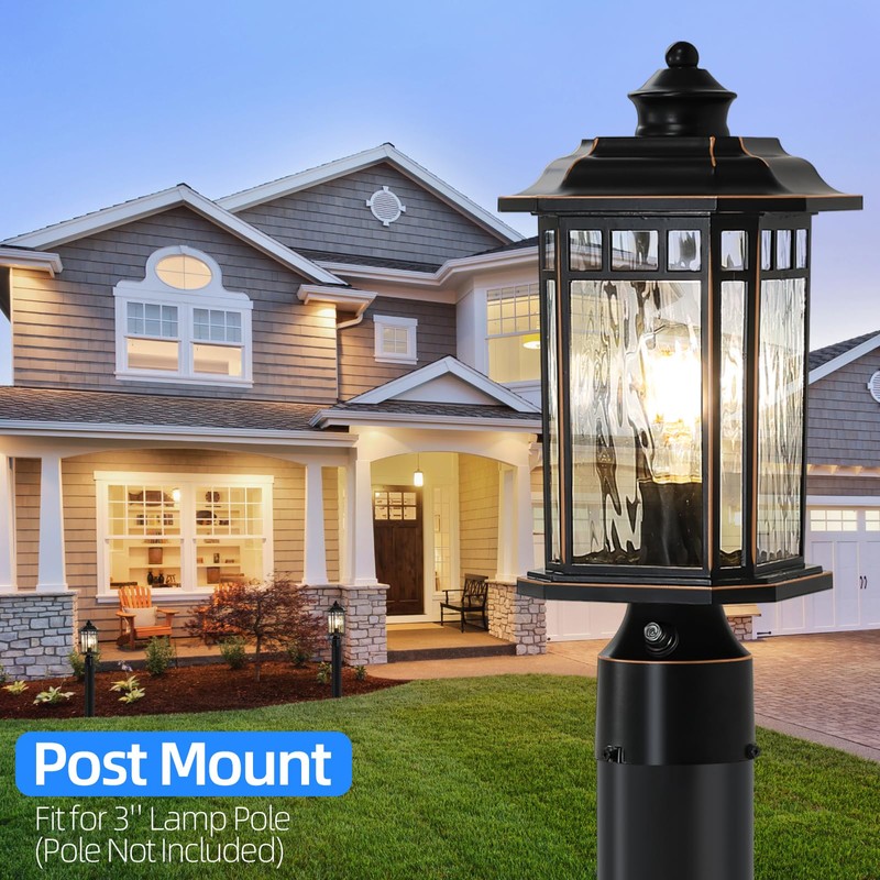 DASTOR 2 Pack Dusk to Dawn Outdoor Post Lights, Outdoor