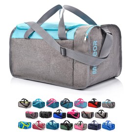 Sports Bag Gym Bag Holdall Men Women Duffel Shoulder Fitness Bag Swimming Pool Bag Travel Holiday Strap Sport Bag Cabin Luggage Weekender Overnight Camping Small 20L Large 40L (40 L, Blue/Grey)