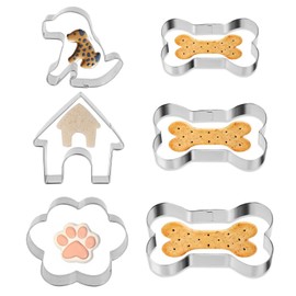 6 Pieces Dog Bone Cookie Cutter, Stainless Steel Cookie Biscuit Cutter Set
