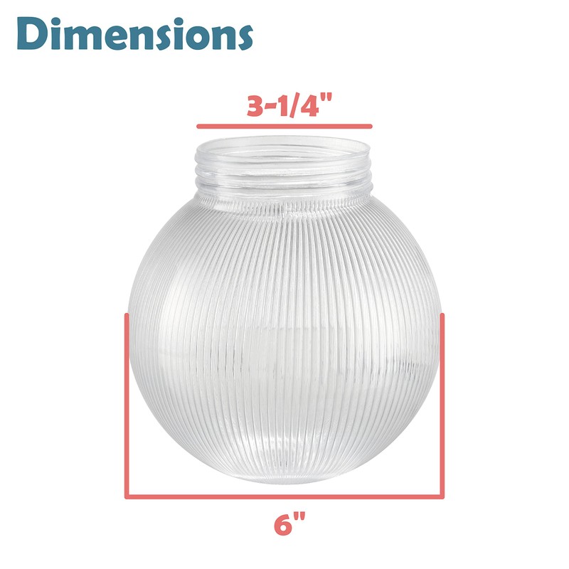 Aspen Creative 28001-75-21, 6" Clear Prismatic Acrylic Replacement Lamp Post