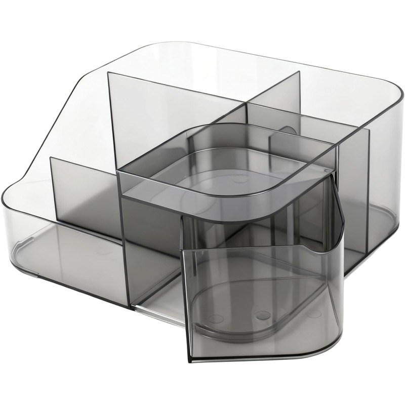 BQAN Clear Acrylic Desk Organizer with Swivel Drawer Drill and