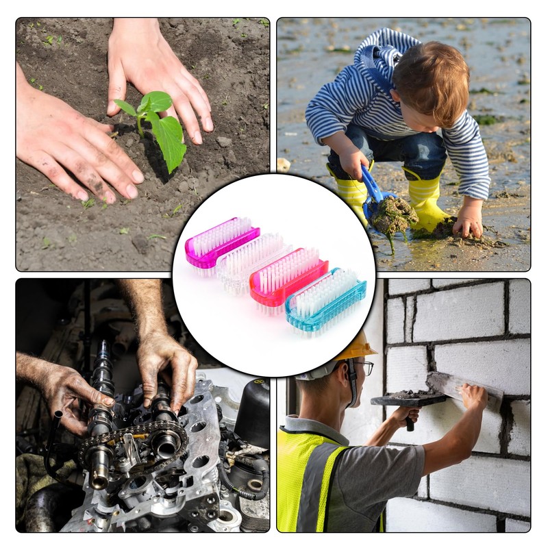 4pcs Nail Brush for Cleaning Fingernails, Multifunction Two Sided Fingernail