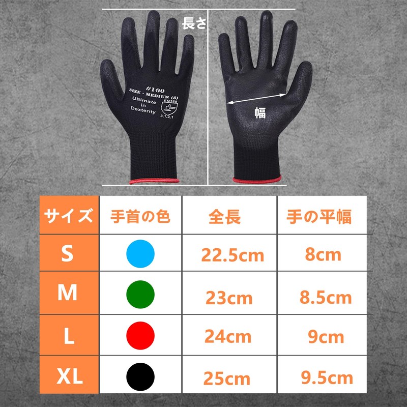 DONFRI Bulk Lightweight Work Gloves, PU Thin Gloves, Black Gloves,