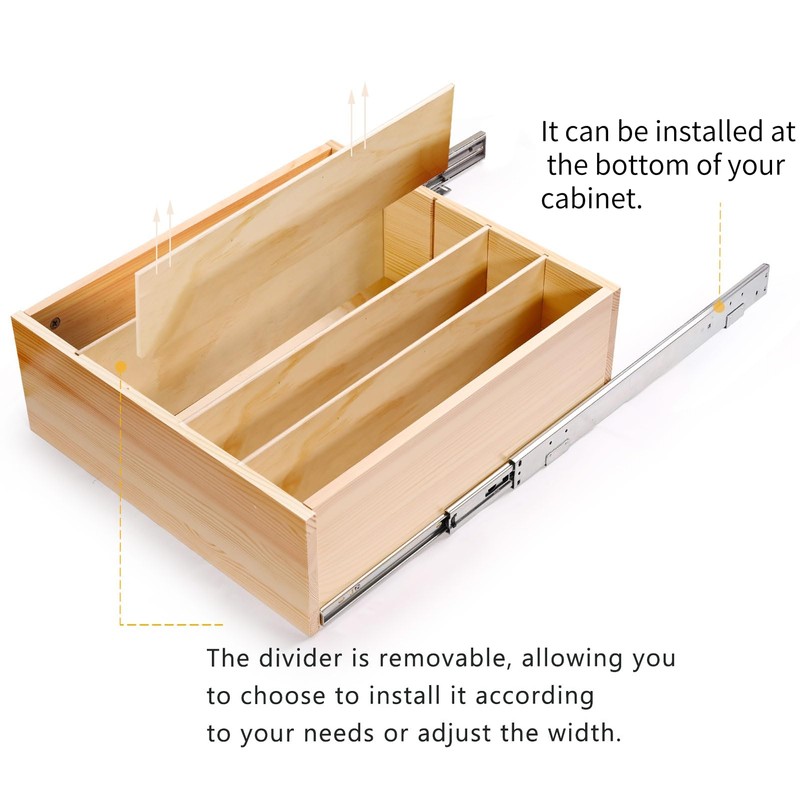 Mulush Pull Out Cabinet Organizer with Divider, 22''W×21''D×7''H Soft Close