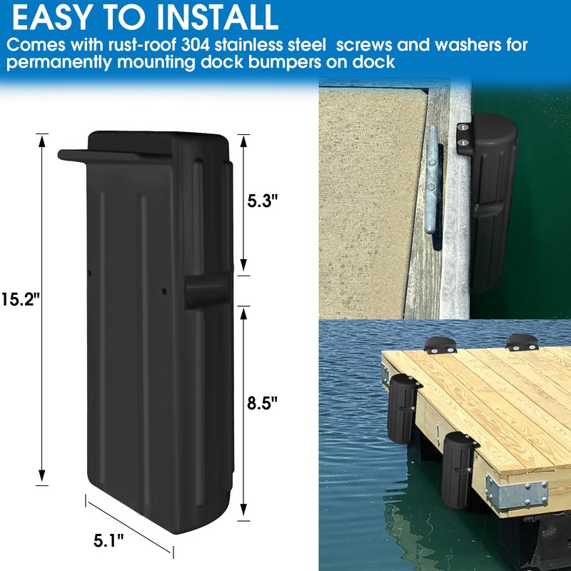 Dock Bumper Fender,Boat Dock Bumpers for Edge or Side,Marine Fender