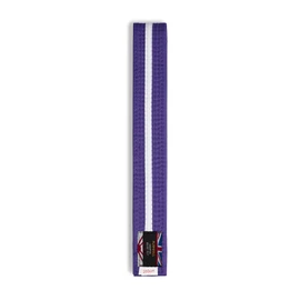 Martial Arts Cotton Coloured Belt With White Stripe Grading Belt - (Karate, Judo Taekwondo) (Purple Belt With White Stripe, 320cm)