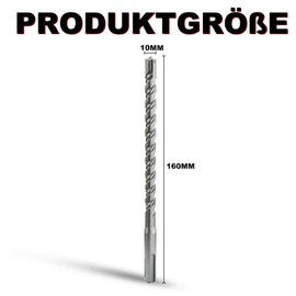 METOTY SDS Plus Drill Bit 10 mm x 160 mm, Masonry Drill, Hammer Drill, Concrete Drill, for Stone, Concrete, Natural Stone, Brick Wall