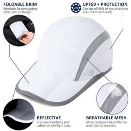 Quick Dry Cooling Hat Running Cap Reflective Sports Hat Night Workout Hats for Women Summer Sun Folding Day Hat Ladies Cap for Golf Hiking Outdoor Camping Gym Tennis Travel Baseball Cap White