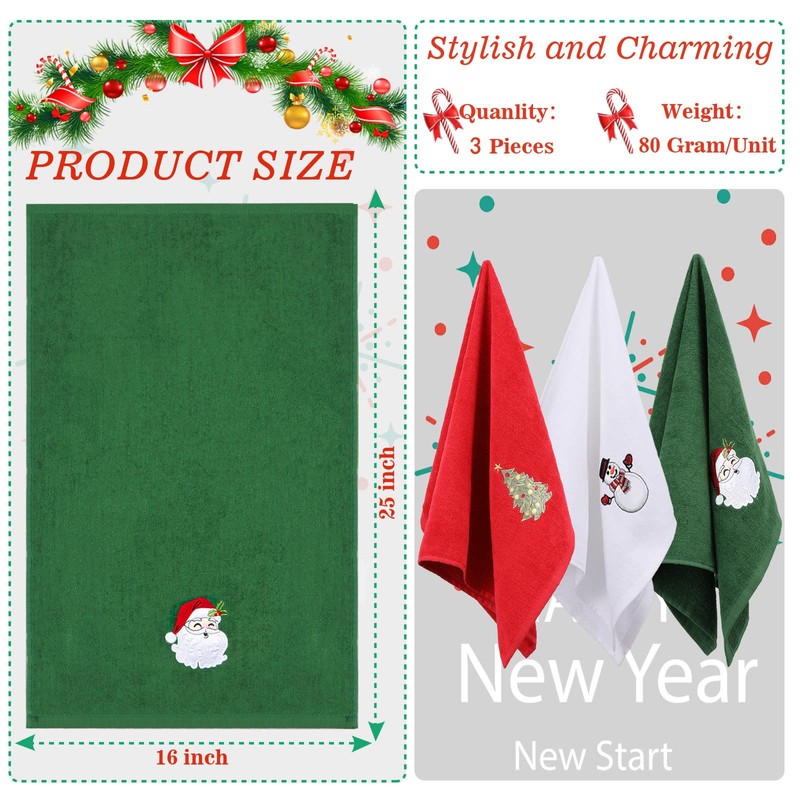 BYAWAY Christmas Hand Towels - Decorative Set, 25" x 16",