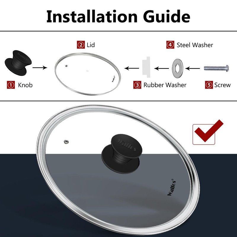 Walfos Universal Pot Lid Replacement Knob, 2 Packs Heat Resistant