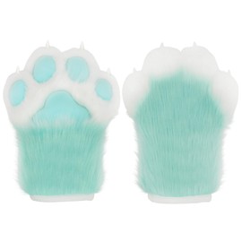 ZFKJERS Cosplay Animal Extended Fluffy Plastic Claws for Cat Fursuit Paws Gloves Adults Costume Accessories Set (Green)